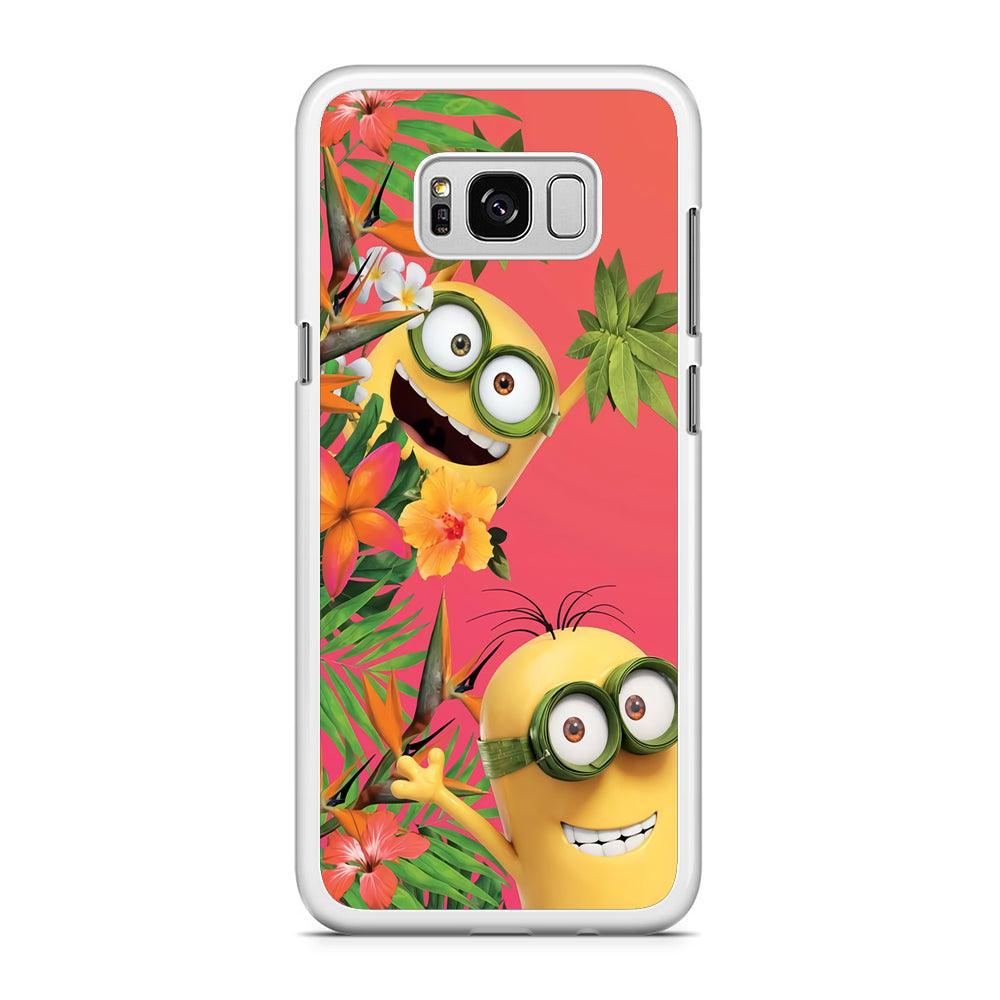 Minions Hide in The Bush Samsung Galaxy S8 Case-Rubber / White (2D Case)-Xtracase