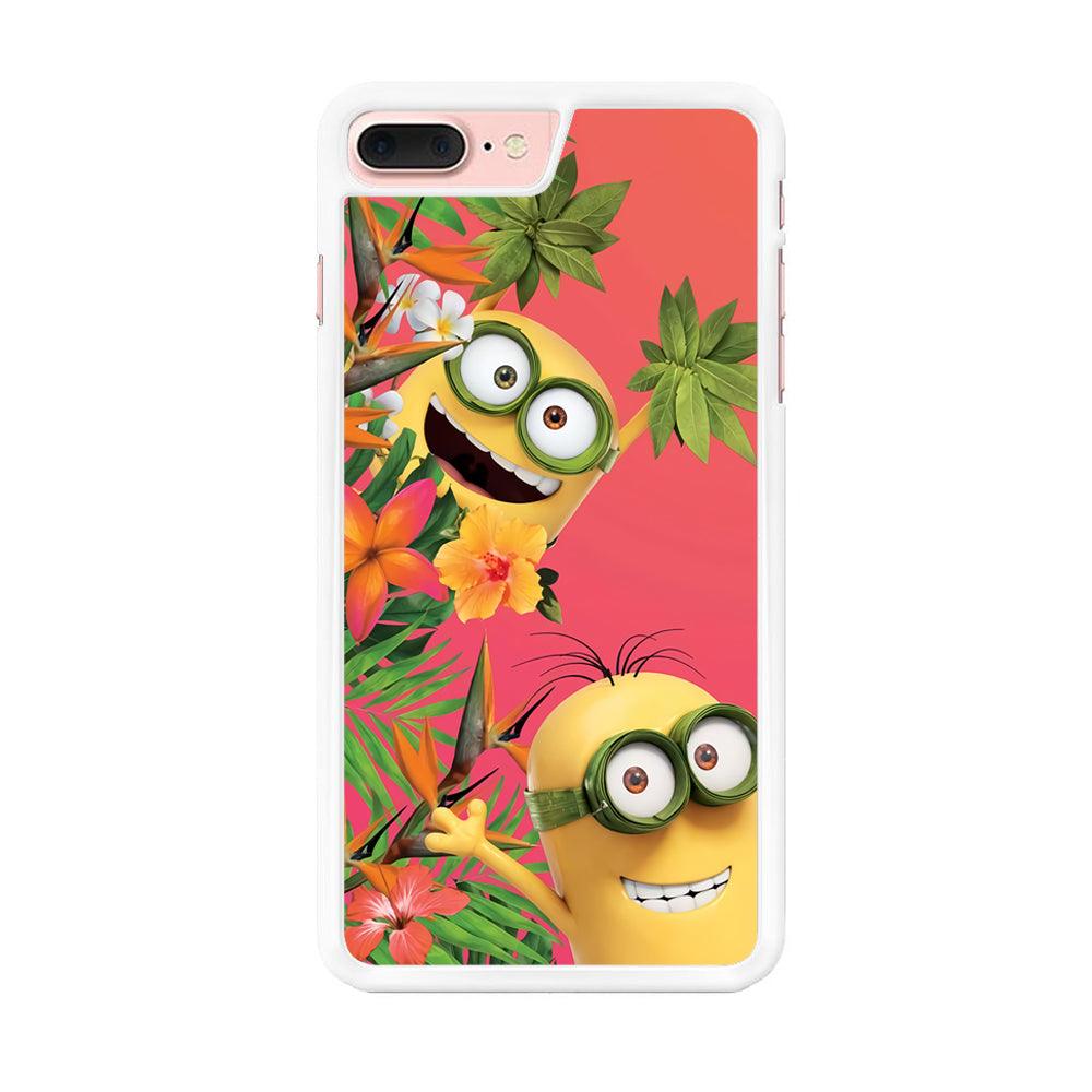 Minions Hide in The Bush iPhone 8 Plus Case-Rubber / White (2D Case)-Xtracase