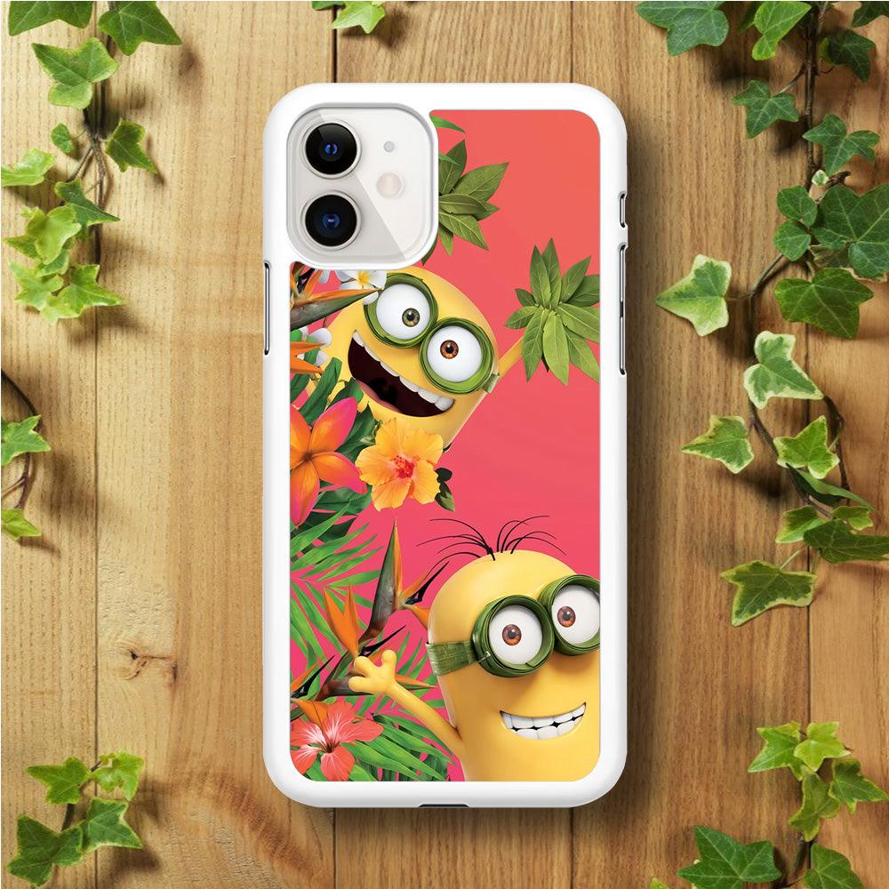 Minions Hide in The Bush iPhone 11 Case-Rubber / White (2D Case)-Xtracase
