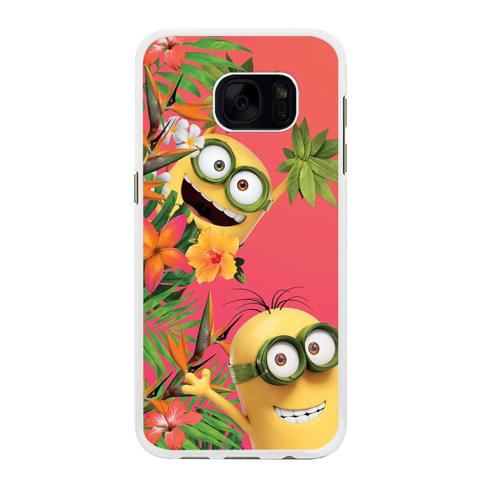 Minions Hide in The Bush Samsung Galaxy S7 Edge Case-Rubber / White (2D Case)-Xtracase