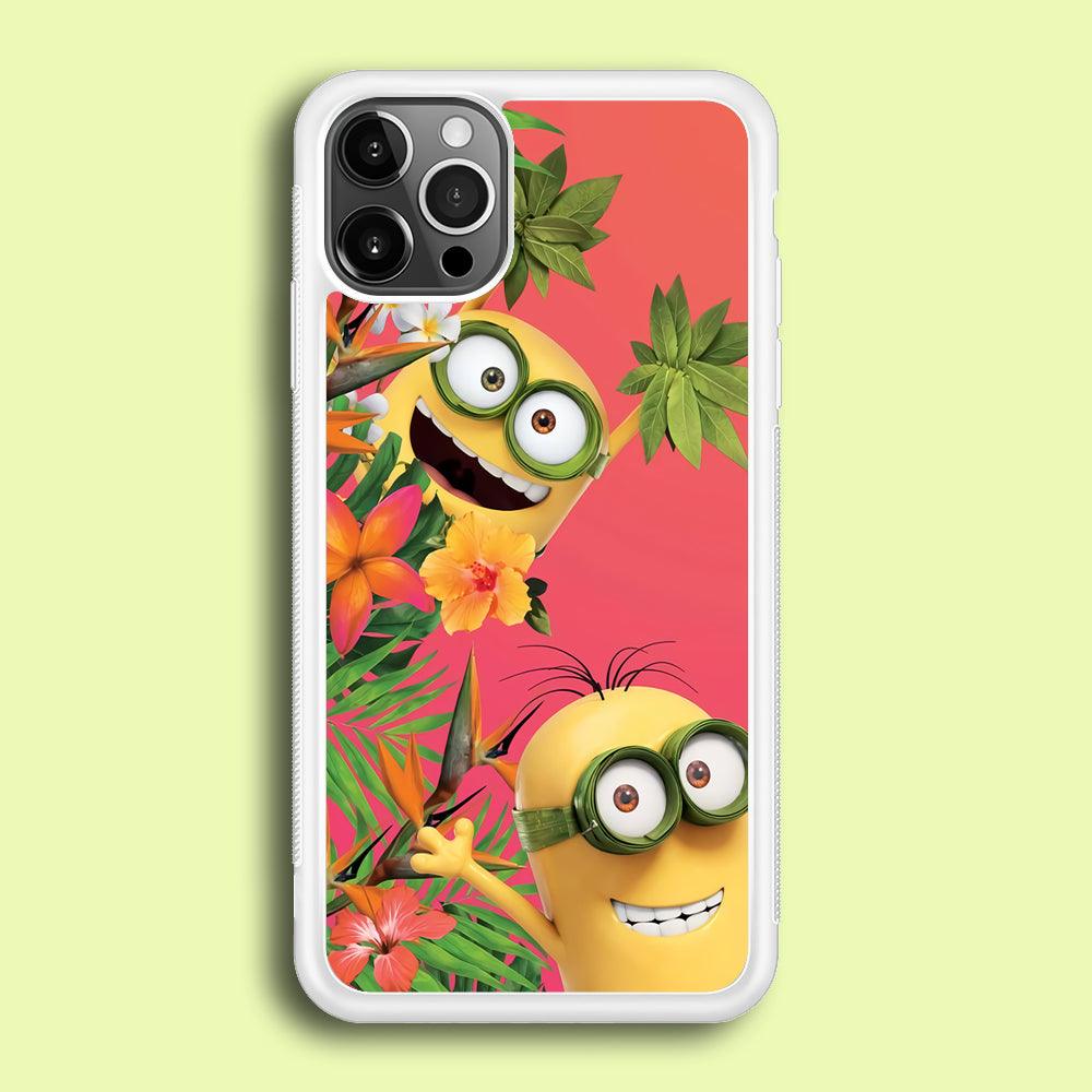 Minions Hide in The Bush iPhone 12 Pro Case-Rubber / White (2D Case)-Xtracase