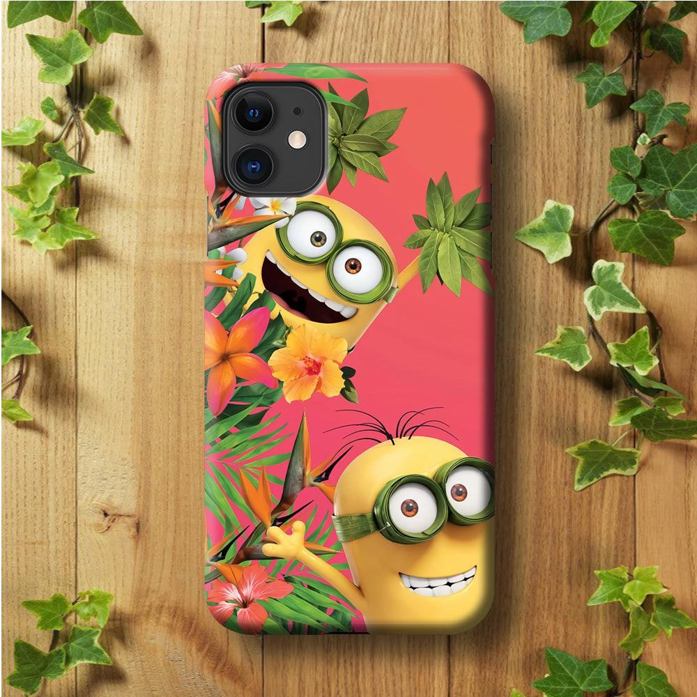 Minions Hide in The Bush iPhone 11 Case-Plastic / Full Wrap (3D Case)-Xtracase