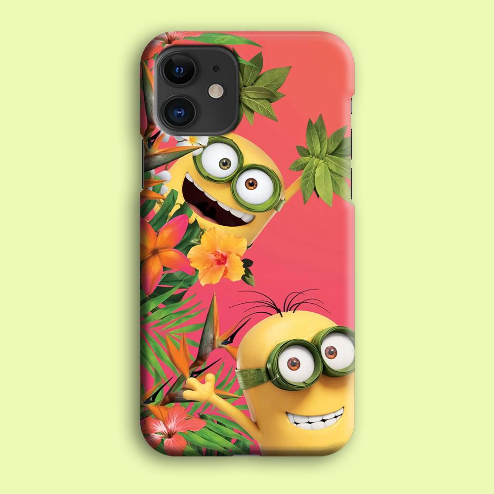 Minions Hide in The Bush iPhone 12 Mini Case-Plastic / Full Wrap (3D Case)-Xtracase
