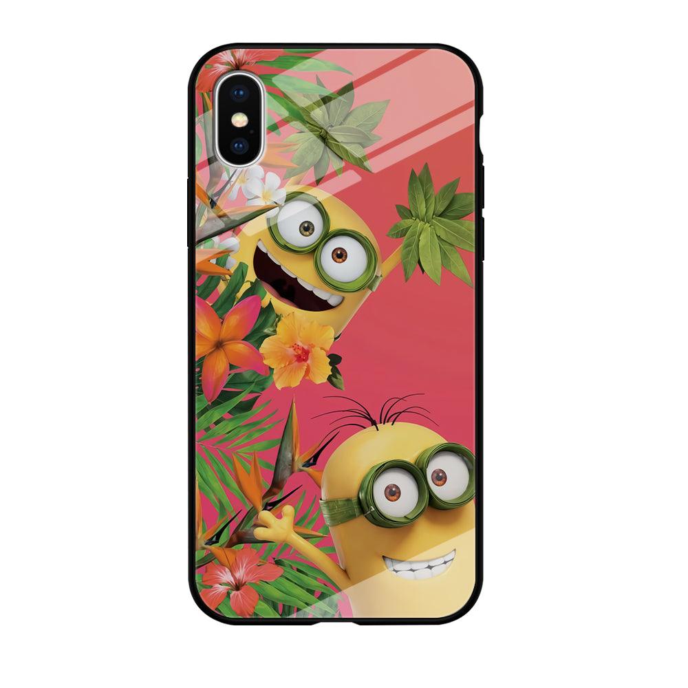 Minions Hide in The Bush iPhone Xs Case-Tempered Glass Case-Xtracase