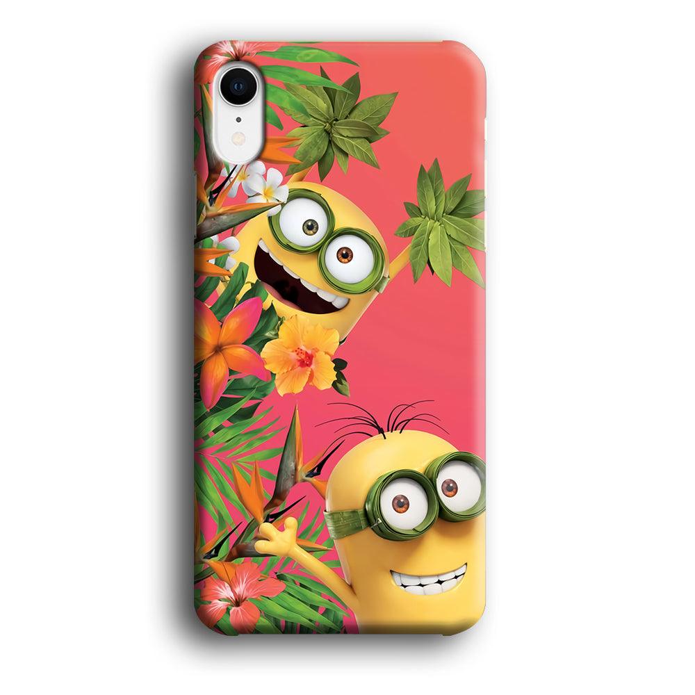 Minions Hide in The Bush iPhone XR Case-Plastic / Full Wrap (3D Case)-Xtracase
