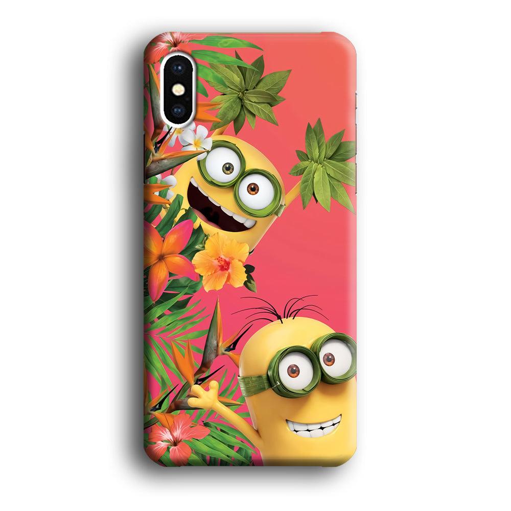 Minions Hide in The Bush iPhone Xs Max Case-Plastic / Full Wrap (3D Case)-Xtracase