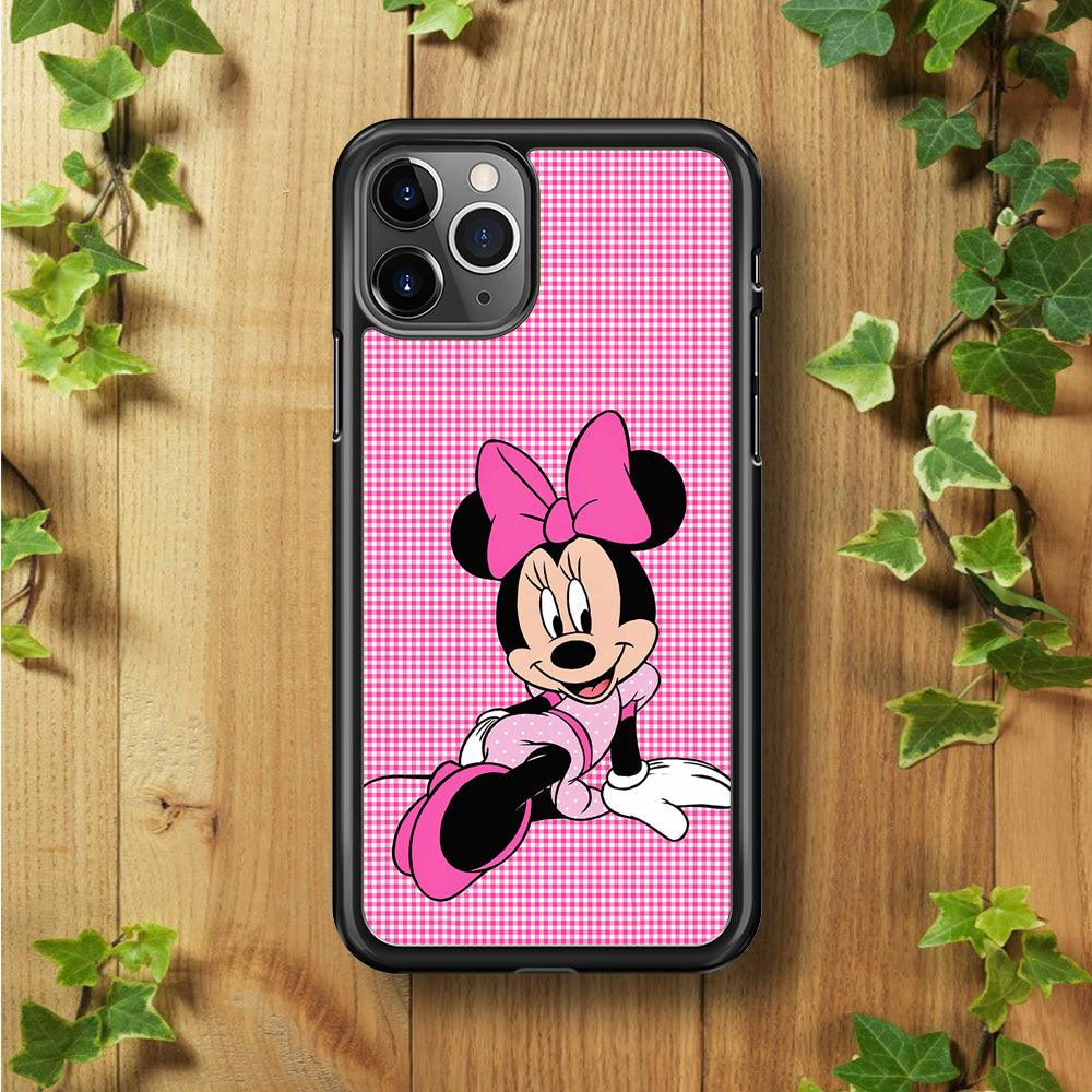 Minnie Mouse Pink Motive iPhone 11 Pro Max Case-Rubber / Black (2D Case)-Xtracase