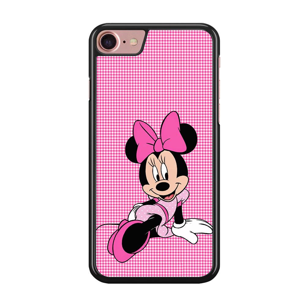 Minnie Mouse Pink Motive iPhone SE 2020 Case-Rubber / Black (2D Case)-Xtracase