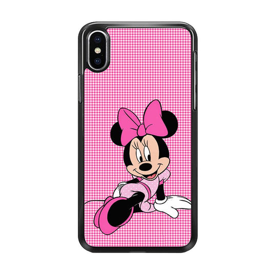 Minnie Mouse Pink Motive iPhone Xs Max Case-Rubber / Black (2D Case)-Xtracase