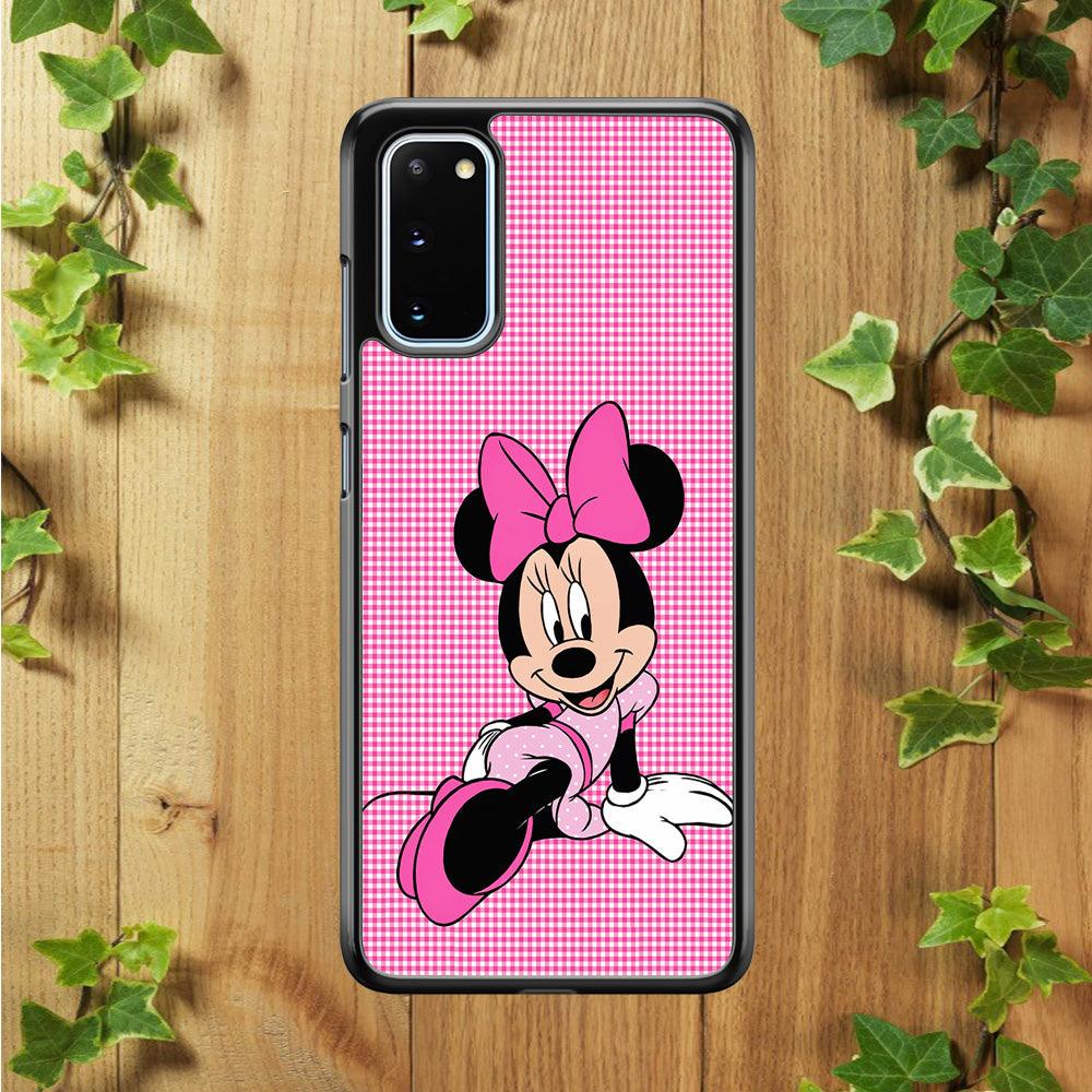 Minnie Mouse Pink Motive Samsung Galaxy S20 Case-Rubber / Black (2D Case)-Xtracase