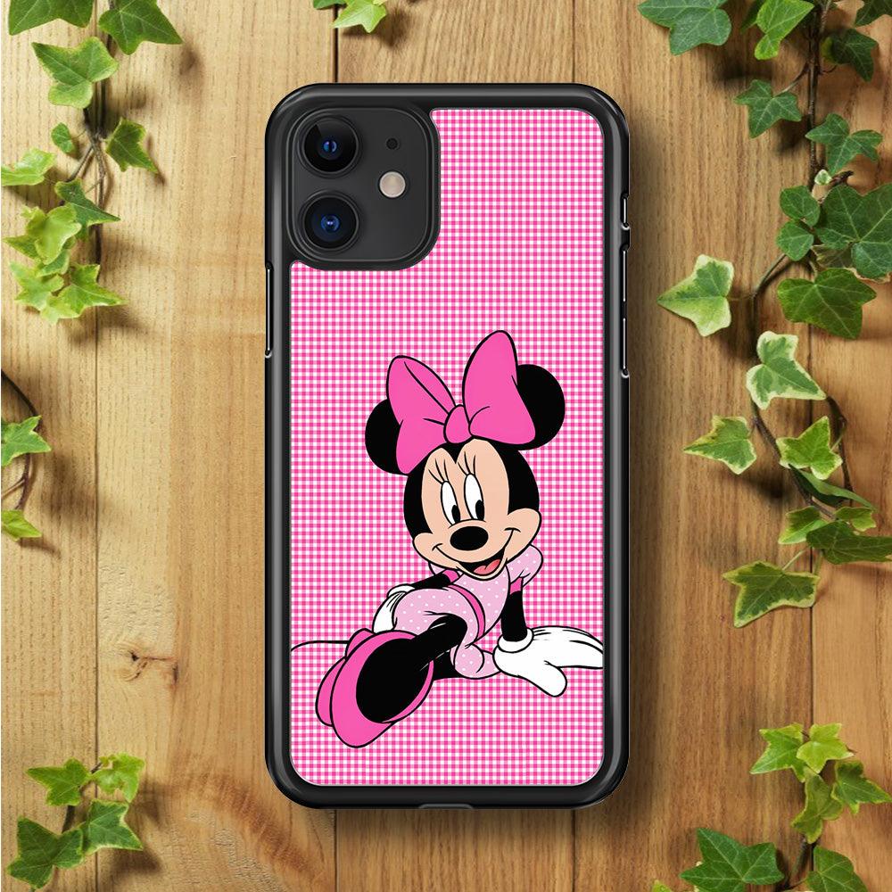 Minnie Mouse Pink Motive iPhone 11 Case-Rubber / Black (2D Case)-Xtracase