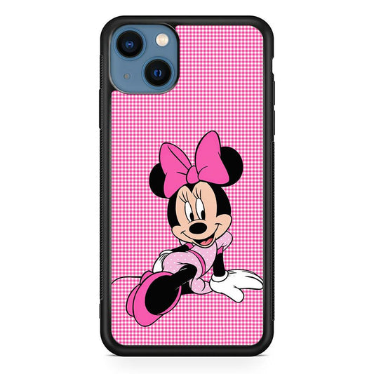 Minnie Mouse Pink Motive iPhone 13 Case-Rubber / Black (2D Case)-Xtracase