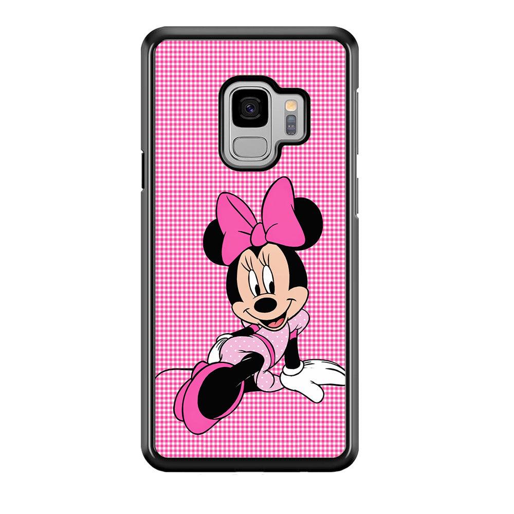 Minnie Mouse Pink Motive Samsung Galaxy S9 Case-Rubber / Black (2D Case)-Xtracase