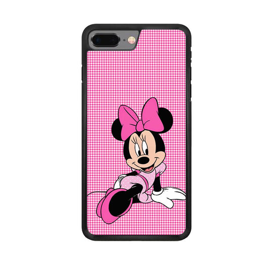 Minnie Mouse Pink Motive iPhone 8 Plus Case-Rubber / Black (2D Case)-Xtracase