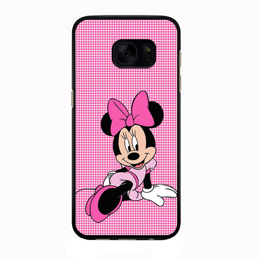 Minnie Mouse Pink Motive Samsung Galaxy S7 Edge Case-Rubber / Black (2D Case)-Xtracase