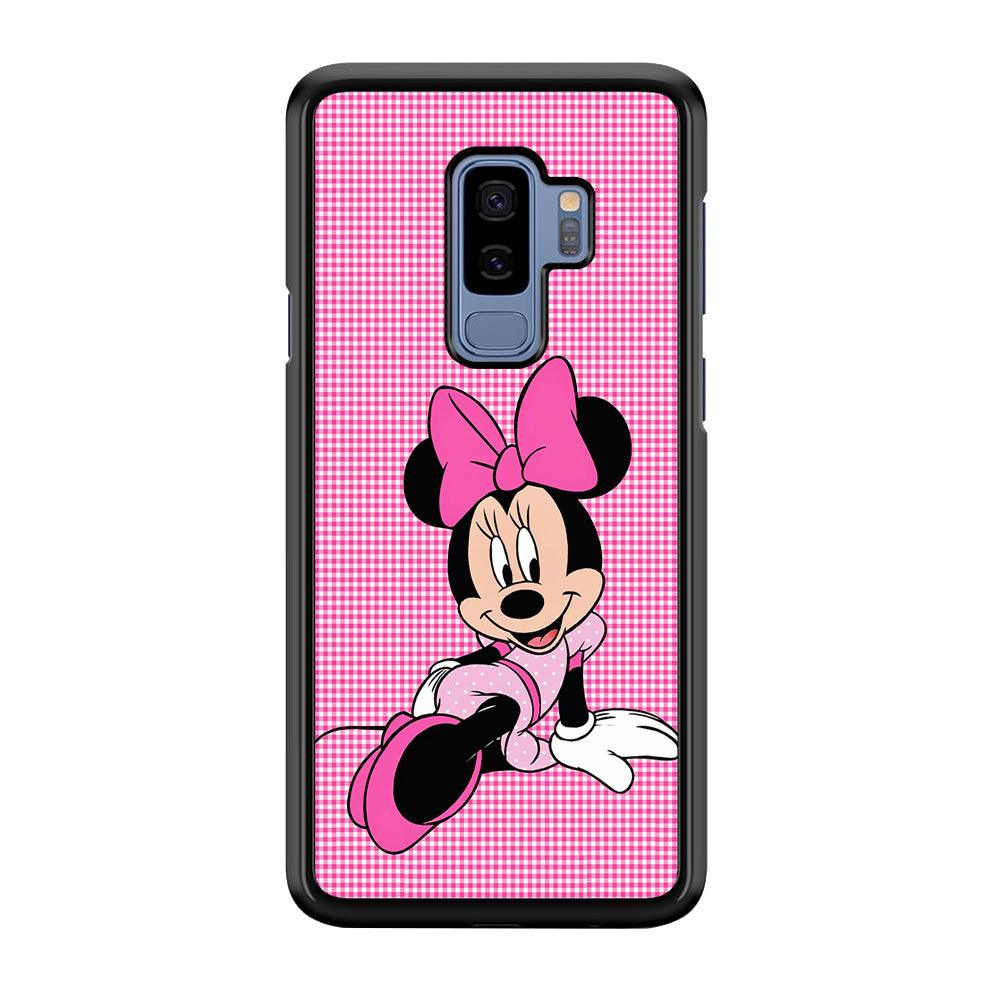 Minnie Mouse Pink Motive Samsung Galaxy S9 Plus Case-Rubber / Black (2D Case)-Xtracase