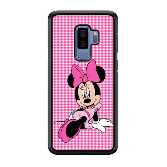 Minnie Mouse Pink Motive Samsung Galaxy S9 Plus Case-Rubber / Black (2D Case)-Xtracase