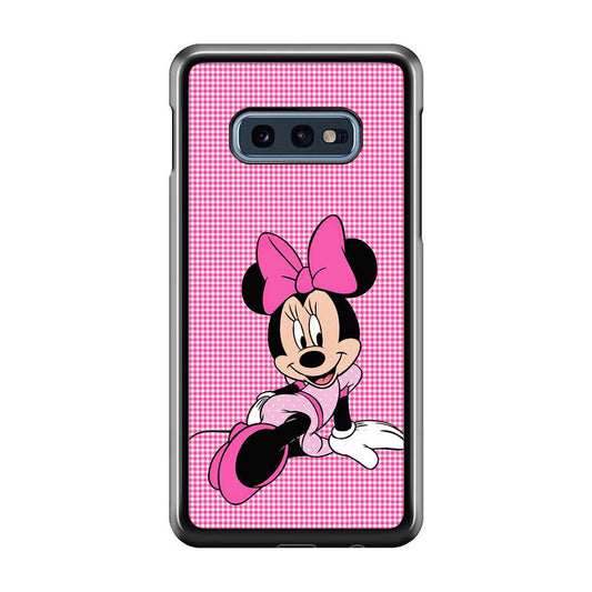 Minnie Mouse Pink Motive Samsung Galaxy S10E Case-Rubber / White (2D Case)-Xtracase