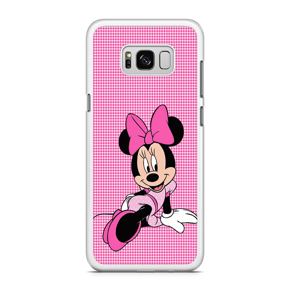Minnie Mouse Pink Motive Samsung Galaxy S8 Plus Case-Rubber / White (2D Case)-Xtracase