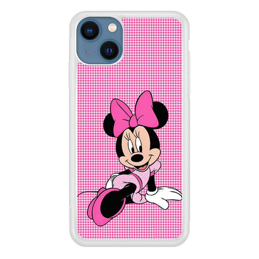 Minnie Mouse Pink Motive iPhone 13 Pro Case-Rubber / White (2D Case)-Xtracase