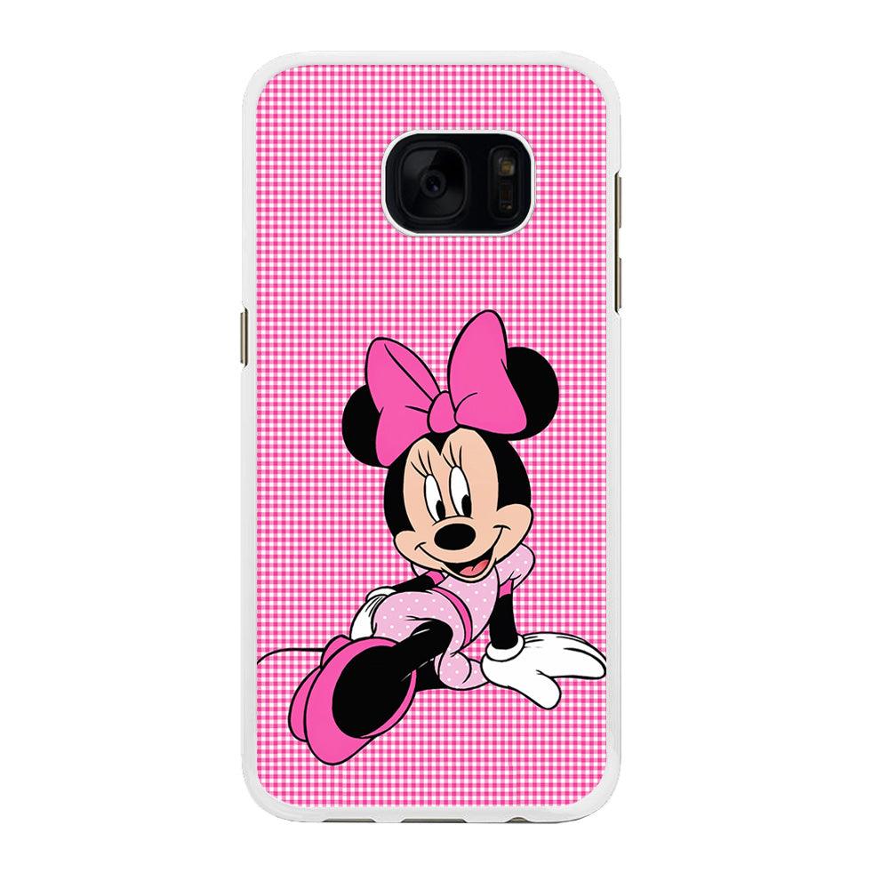 Minnie Mouse Pink Motive Samsung Galaxy S7 Edge Case-Rubber / White (2D Case)-Xtracase