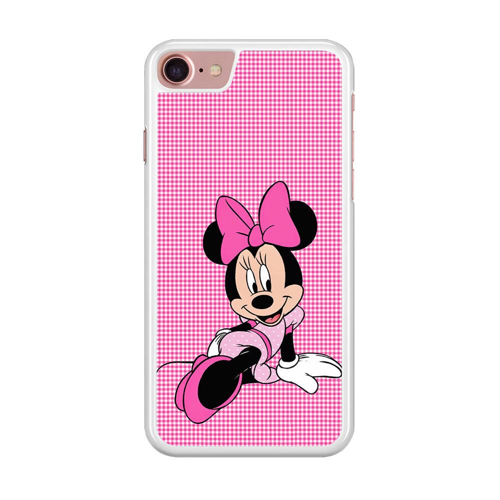 Minnie Mouse Pink Motive iPhone SE 2020 Case-Rubber / White (2D Case)-Xtracase