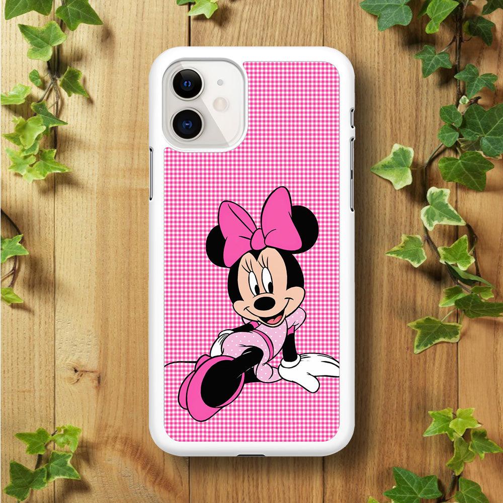 Minnie Mouse Pink Motive iPhone 11 Case-Rubber / White (2D Case)-Xtracase