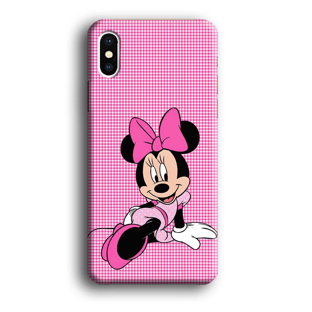 Minnie Mouse Pink Motive iPhone Xs Case-Plastic / Full Wrap (3D Case)-Xtracase
