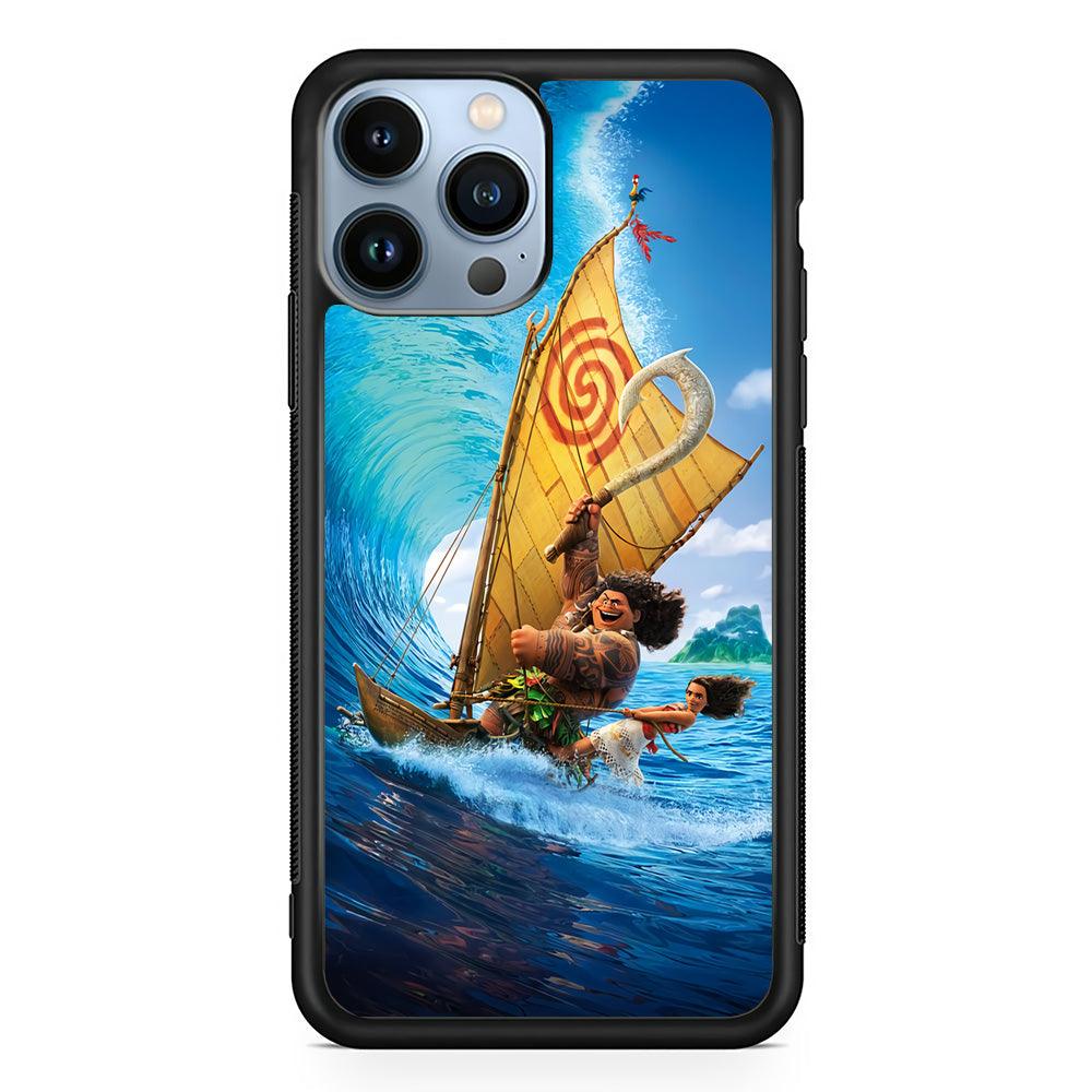 Moana Sailing on The Sea iPhone 13 Pro Max Case-Rubber / Black (2D Case)-Xtracase