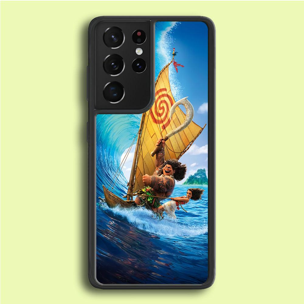 Moana Sailing on The Sea Samsung Galaxy S25 Ultra Case-Rubber / White (2D Case)-Xtracase
