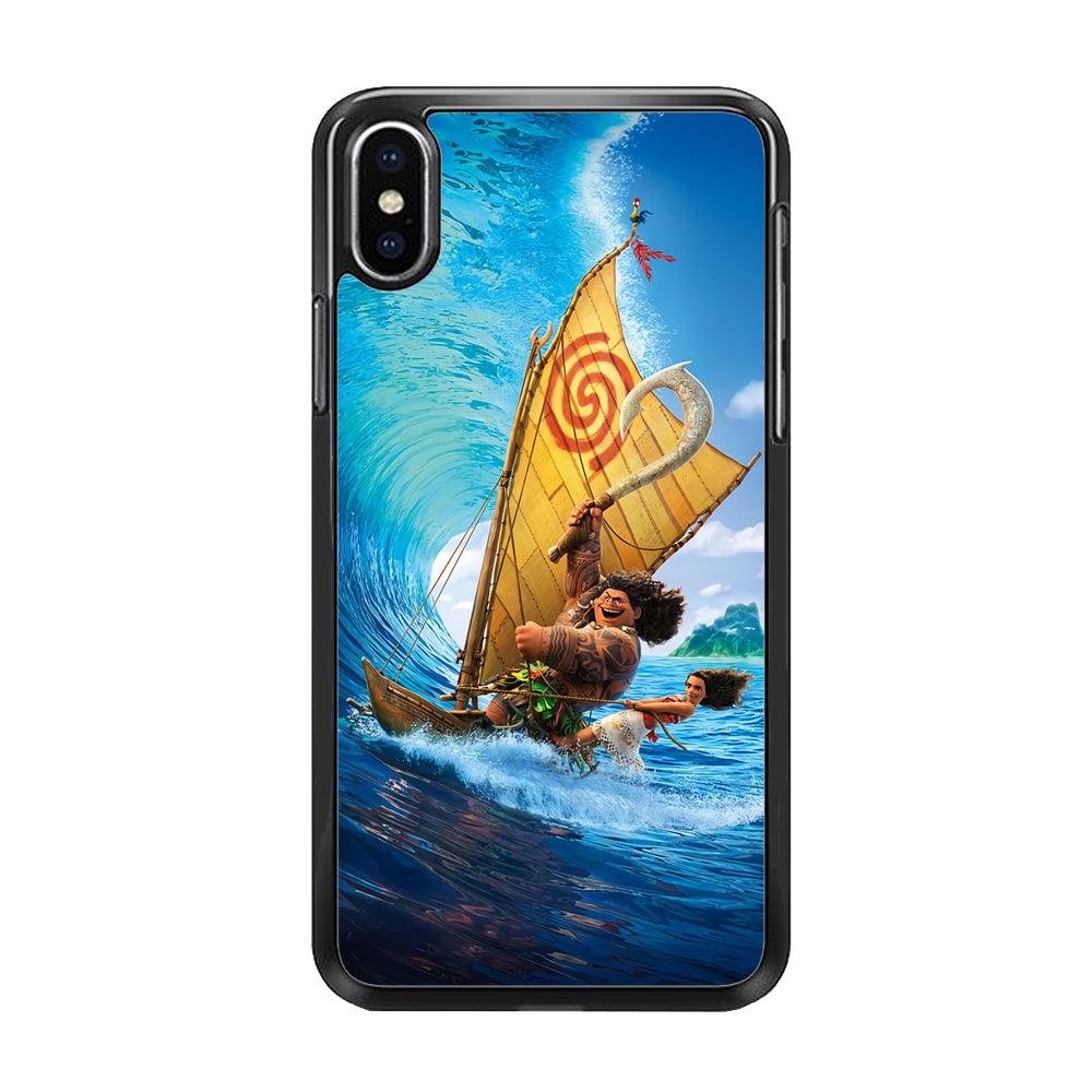 Moana Sailing on The Sea iPhone Xs Max Case-Rubber / Black (2D Case)-Xtracase
