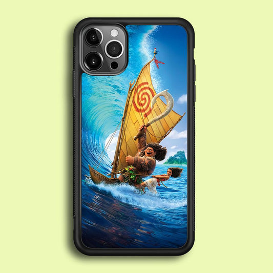 Moana Sailing on The Sea iPhone 12 Pro Case-Rubber / Black (2D Case)-Xtracase