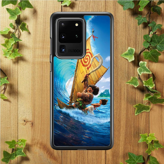 Moana Sailing on The Sea Samsung Galaxy S20 Ultra Case-Rubber / White (2D Case)-Xtracase