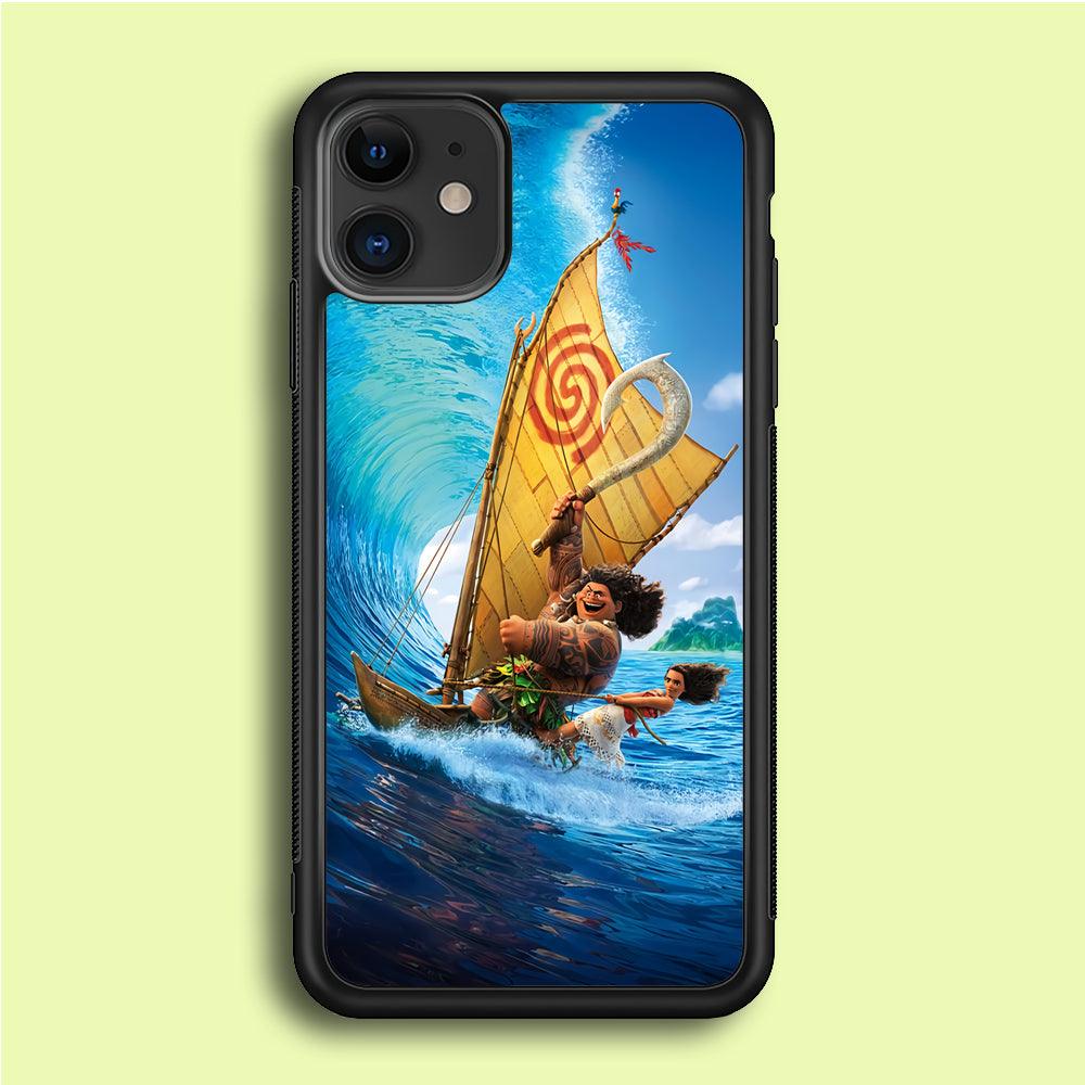 Moana Sailing on The Sea iPhone 12 Case-Rubber / Black (2D Case)-Xtracase