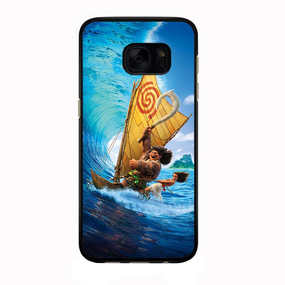 Moana Sailing on The Sea Samsung Galaxy S7 Edge Case-Rubber / Black (2D Case)-Xtracase
