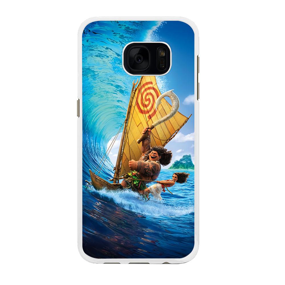 Moana Sailing on The Sea Samsung Galaxy S7 Edge Case-Rubber / White (2D Case)-Xtracase