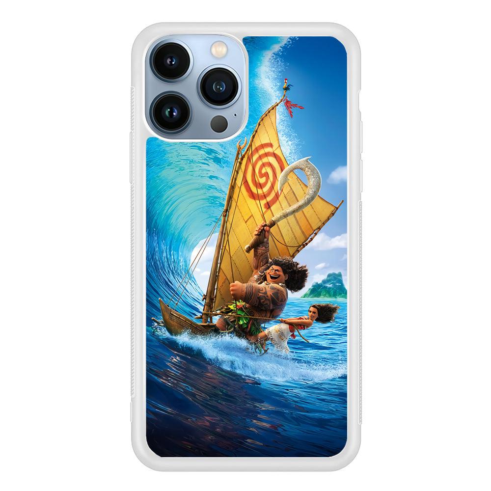 Moana Sailing on The Sea iPhone 13 Pro Case-Rubber / White (2D Case)-Xtracase
