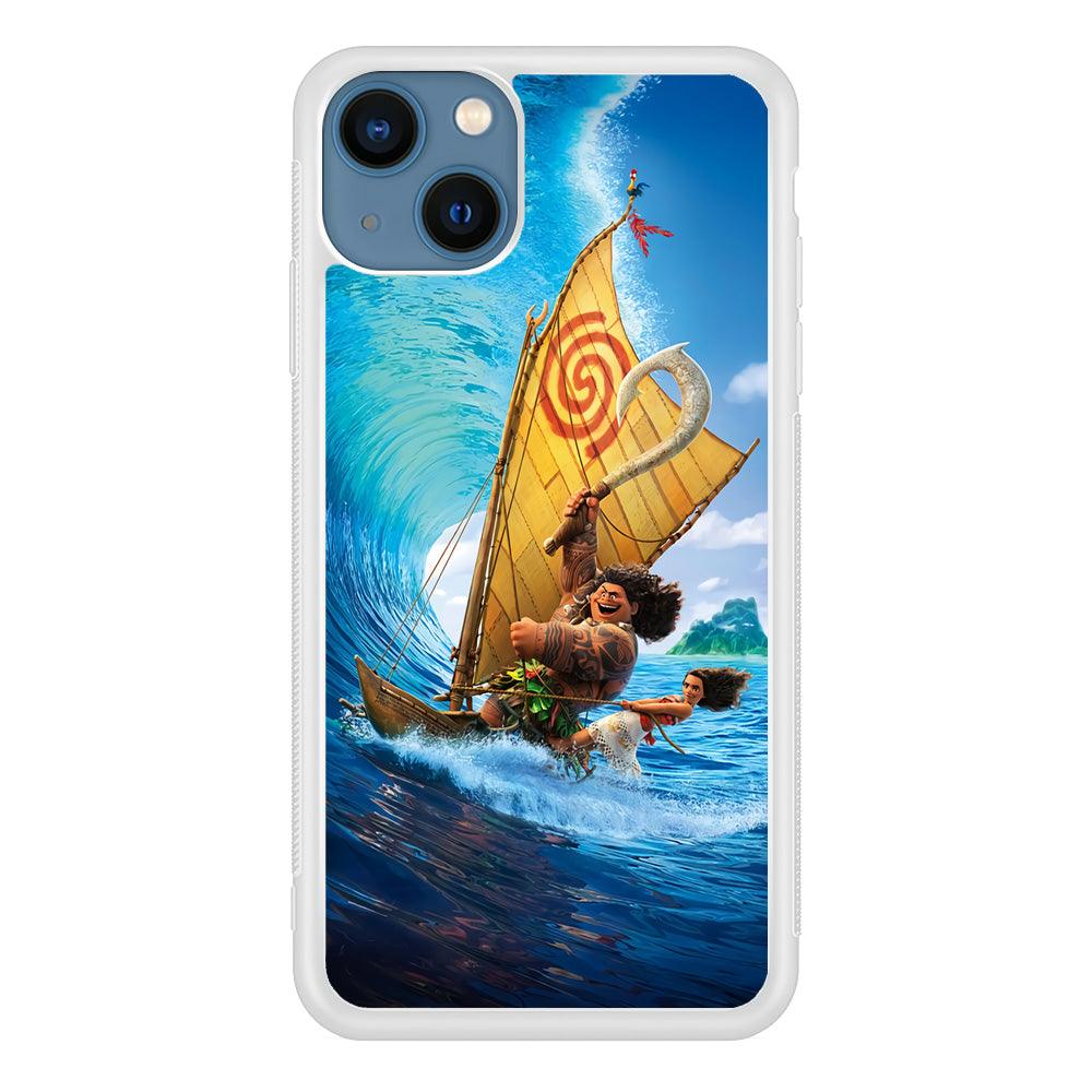Moana Sailing on The Sea iPhone 13 Mini Case-Rubber / White (2D Case)-Xtracase