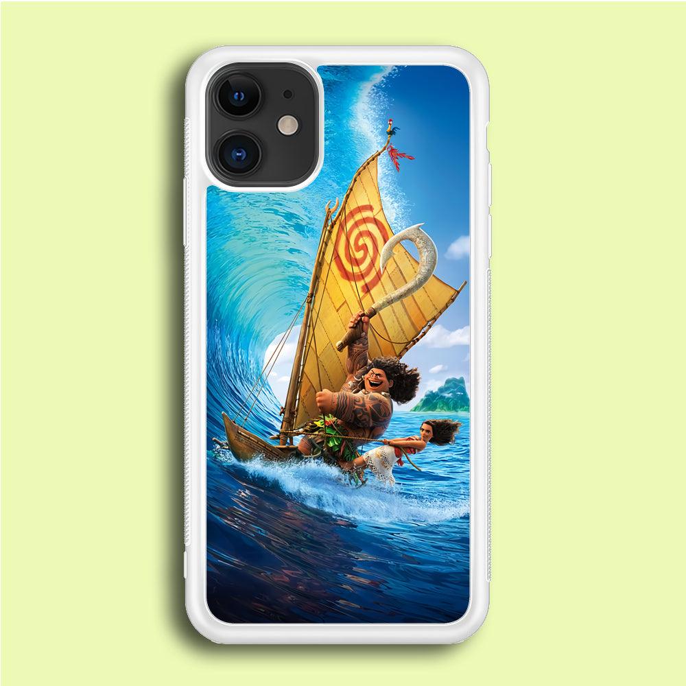 Moana Sailing on The Sea iPhone 12 Mini Case-Rubber / White (2D Case)-Xtracase