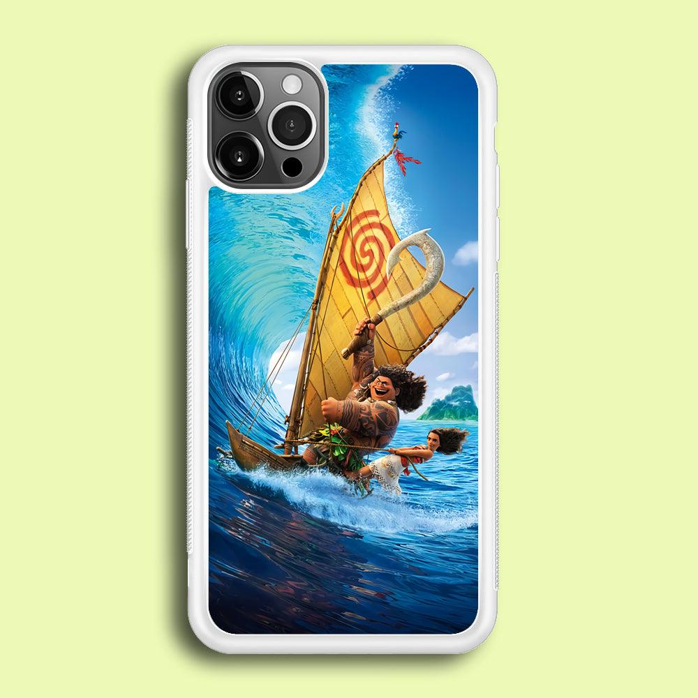 Moana Sailing on The Sea iPhone 12 Pro Case-Rubber / White (2D Case)-Xtracase