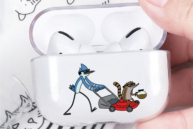 Mordecai and Rigby Hard Plastic Protective Clear Case Cover For Apple Airpod Pro