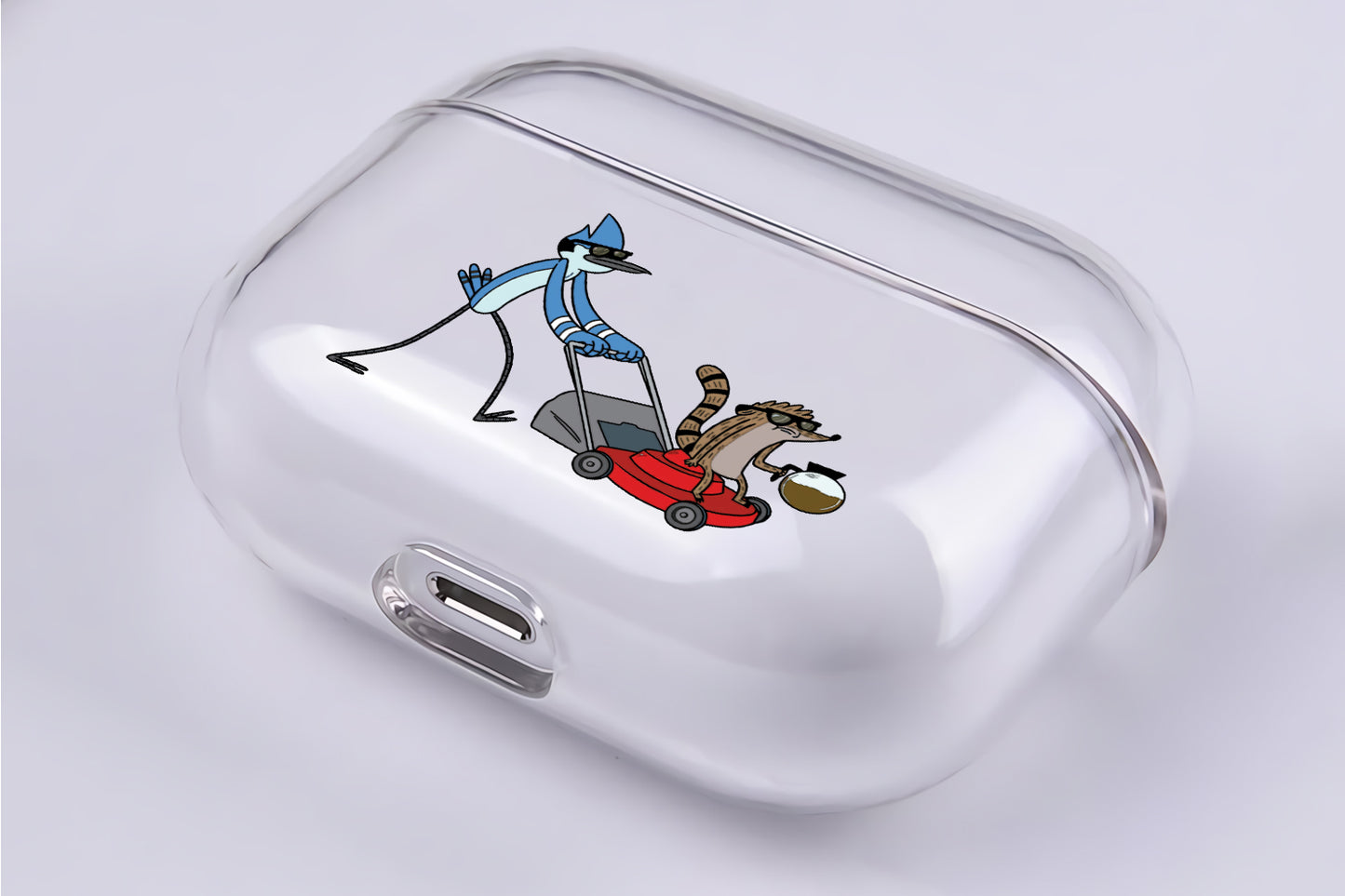 Mordecai and Rigby Hard Plastic Protective Clear Case Cover For Apple Airpod Pro