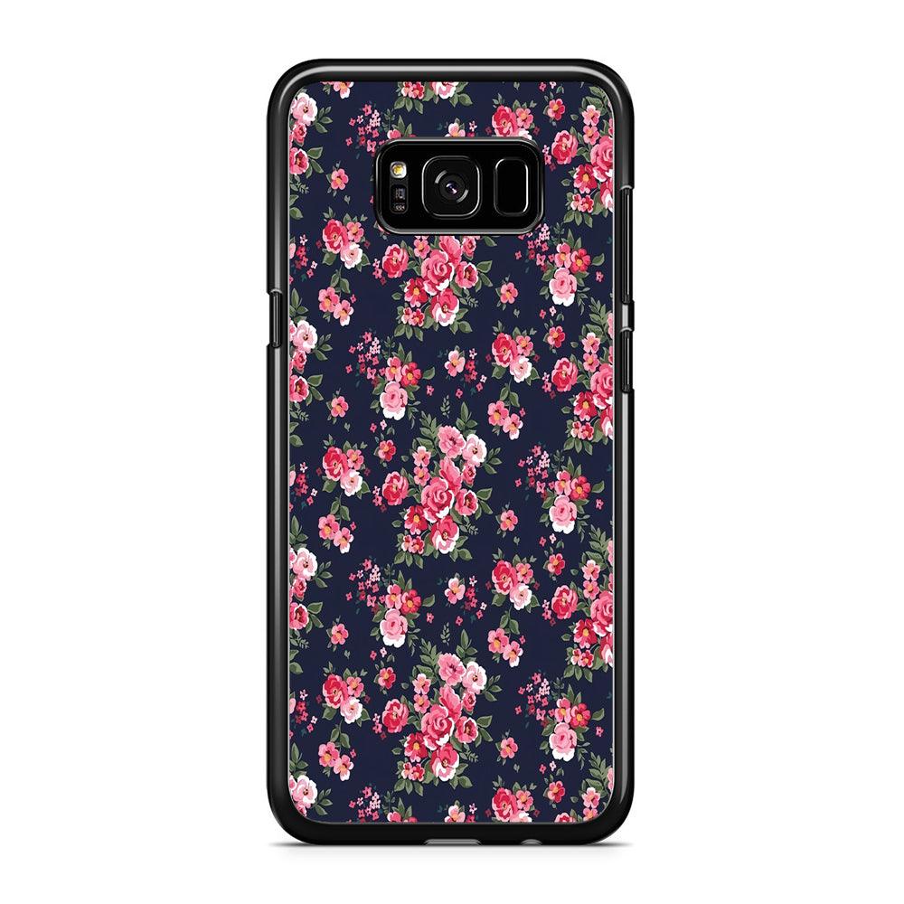 Motif Beautiful Flower 002 Samsung Galaxy S8 Case-Rubber / Black (2D Case)-Xtracase