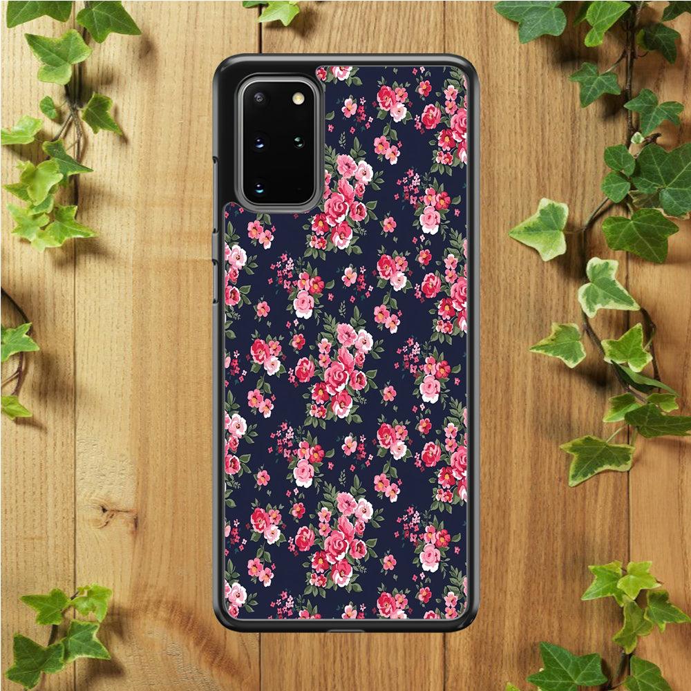 Motif Beautiful Flower 002 Samsung Galaxy S20 Plus Case-Rubber / White (2D Case)-Xtracase