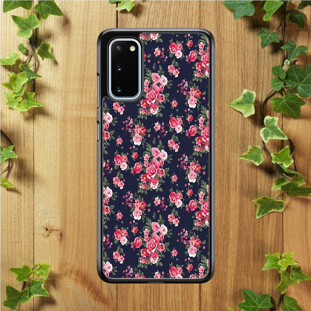 Motif Beautiful Flower 002 Samsung Galaxy S20 Case-Rubber / Black (2D Case)-Xtracase