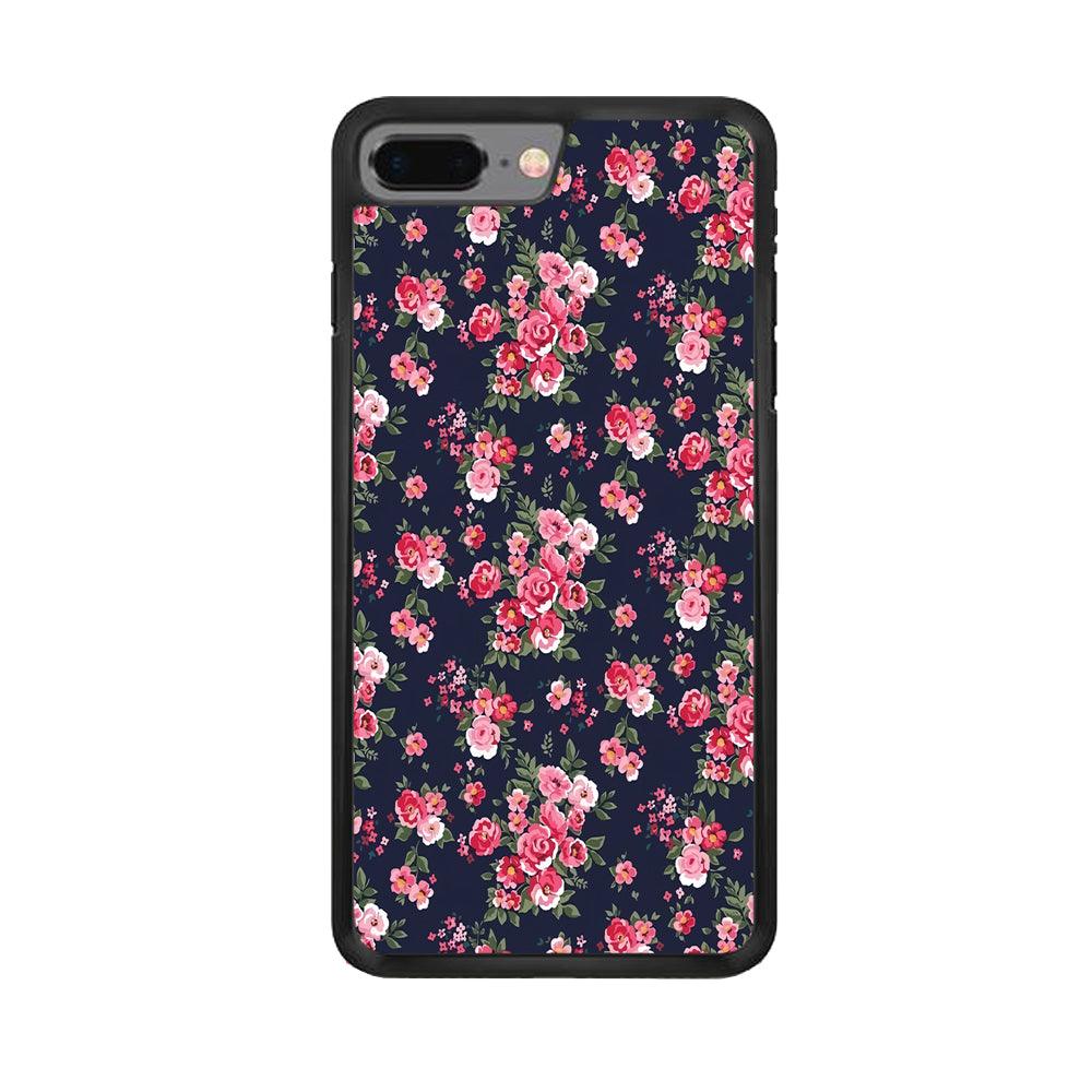 Motif Beautiful Flower 002 iPhone 7 Plus Case-Rubber / Black (2D Case)-Xtracase