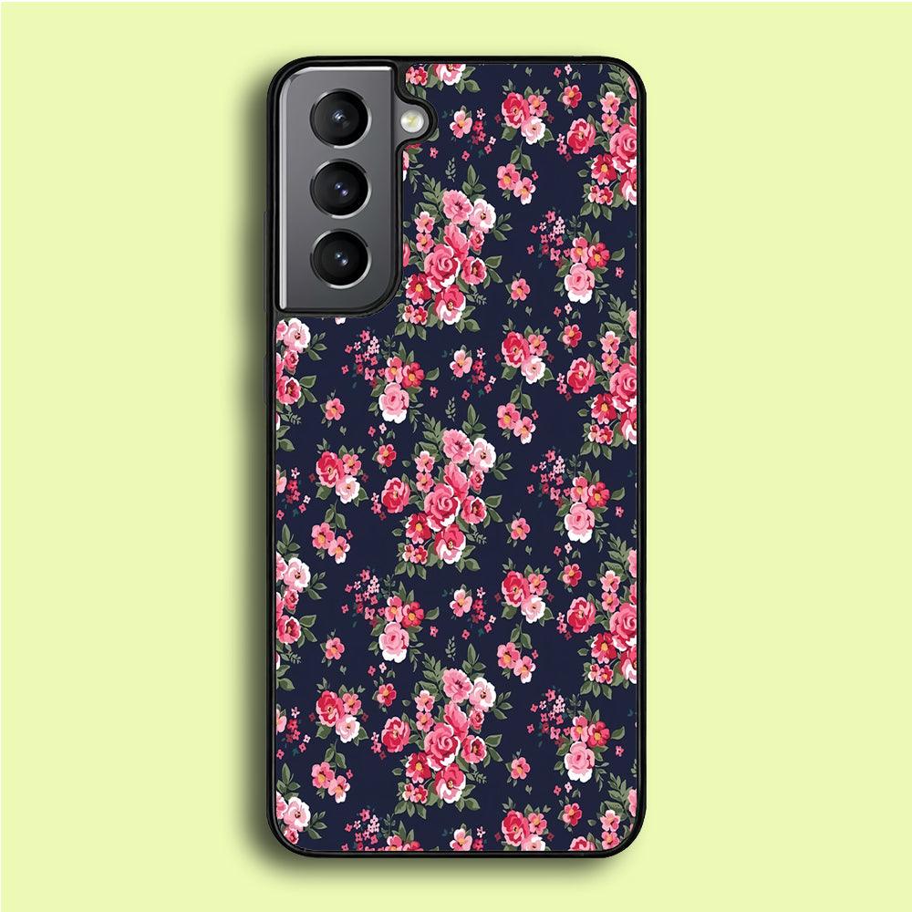 Motif Beautiful Flower 002 Samsung Galaxy S21 Plus Case-Rubber / White (2D Case)-Xtracase