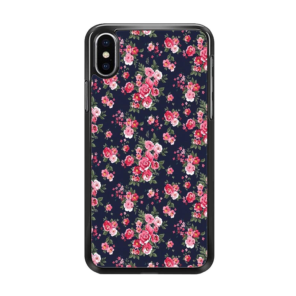 Motif Beautiful Flower 002 iPhone X Case-Rubber / Black (2D Case)-Xtracase