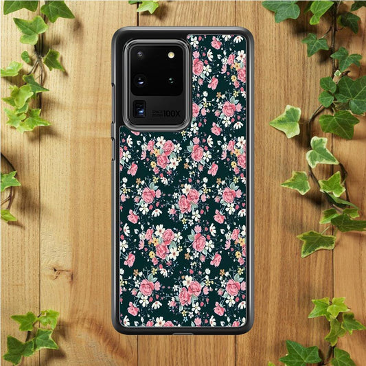 Motif Beautiful Flower 003 Samsung Galaxy S20 Ultra Case-Rubber / White (2D Case)-Xtracase