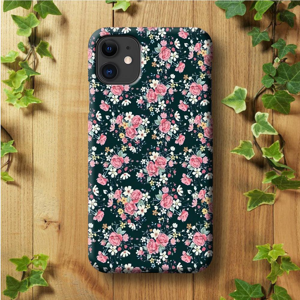Motif Beautiful Flower 003 iPhone 11 Case-Plastic / Full Wrap (3D Case)-Xtracase